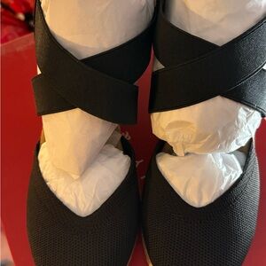 Black Espadrille with criss cross front(stretch).